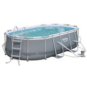 Bestway 4.27m x 2.50m x 1.00m Power Steel™ Oval Pool Set with 530gal Cartridge Filter - 56622