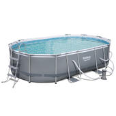 Bestway 4.88m x 3.05m x 1.07m Power Steel™ Oval Pool Set with 800gal Cartridge Filter - 56450