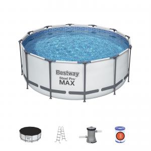 Bestway 3.66m x 1.22m Steel Pro MAX Frame Pool with 530gal Cartridge Filter Pump - 56421 + FREE SOLAR POOL COVER NO.8