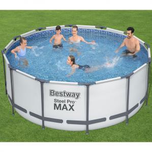 Bestway 3.66m x 1.22m Steel Pro MAX Frame Pool with 530gal Cartridge Filter Pump - 56421 + FREE SOLAR POOL COVER NO.8