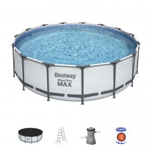 Bestway 4.57m x 1.22m Steel Pro MAX Frame Pool with 800gal Cartridge Filter Pump - 56439 + FREE SOLAR POOL COVER NO.9