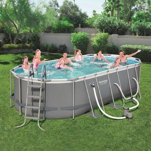 Bestway 5.49m x 2.74m x 1.22m Power Steel™ Oval Pool Set with 1500gal Cartridge Filter - 56711