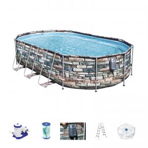 Bestway 6.1m x 3.66m x 1.22m Power Steel Comfort Jet Series Oval Pool Set with 2500gal Cartridge Filter - 56720