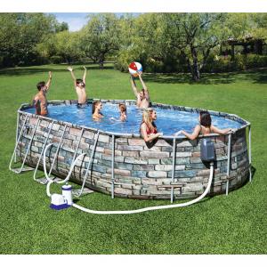 Bestway 6.1m x 3.66m x 1.22m Power Steel Comfort Jet Series Oval Pool Set with 2500gal Cartridge Filter - 56720