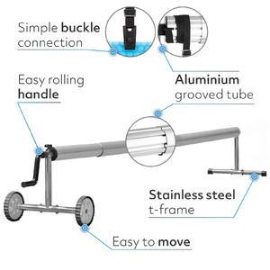 PoolCraft T Frame Pool Cover Roller - Handle – Straps and Buckles - 3m to 5.7m Long Tube