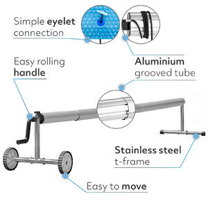 PoolCraft T Frame Pool Cover Roller - Handle – Strings and Eyelets – 3m to 5.7m Long Tube