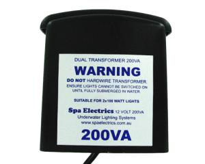 Spa Electrics 12v 200AV / 200W Pool Light Dual Transformer